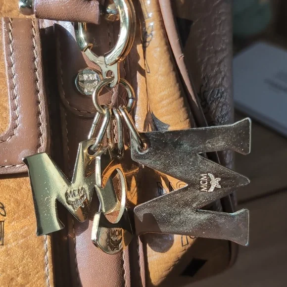 AUTHENTIC MCM Cognac Visetos Tote Bag Boston Bag - Picture 3 of 7